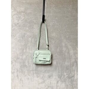 Multi Sac Light Green Embossed Paisley Crossbody Shoulder Bag Purse Organizer